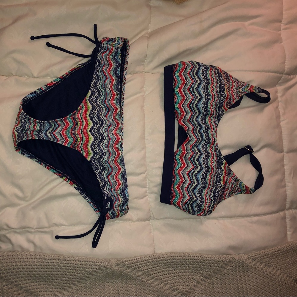 Multi-colored bikini top and bottom
